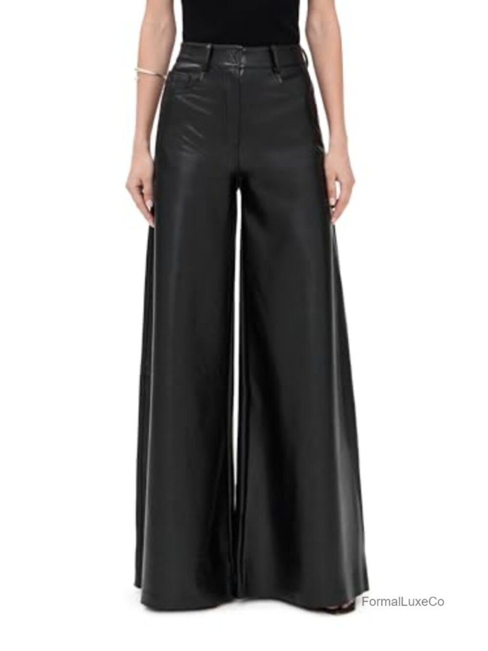 Faux Leather Wide Leg High Rise Elephant Jeans